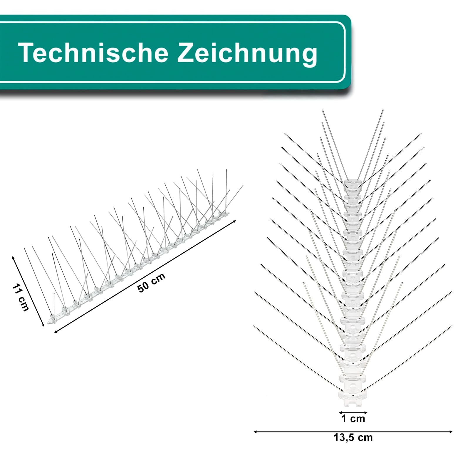 PRIOstahl Taubenspikes Edelstahl 4-reihig 3 m