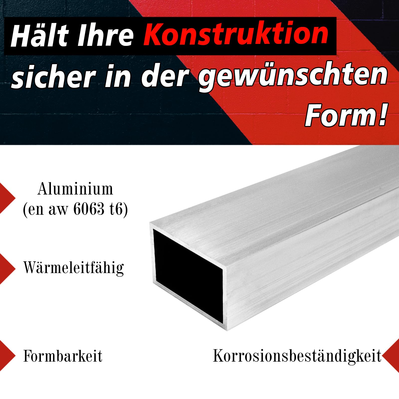 PRIOstahl Rechteckrohr Alurohr 20x10x2 mm 1000 mm