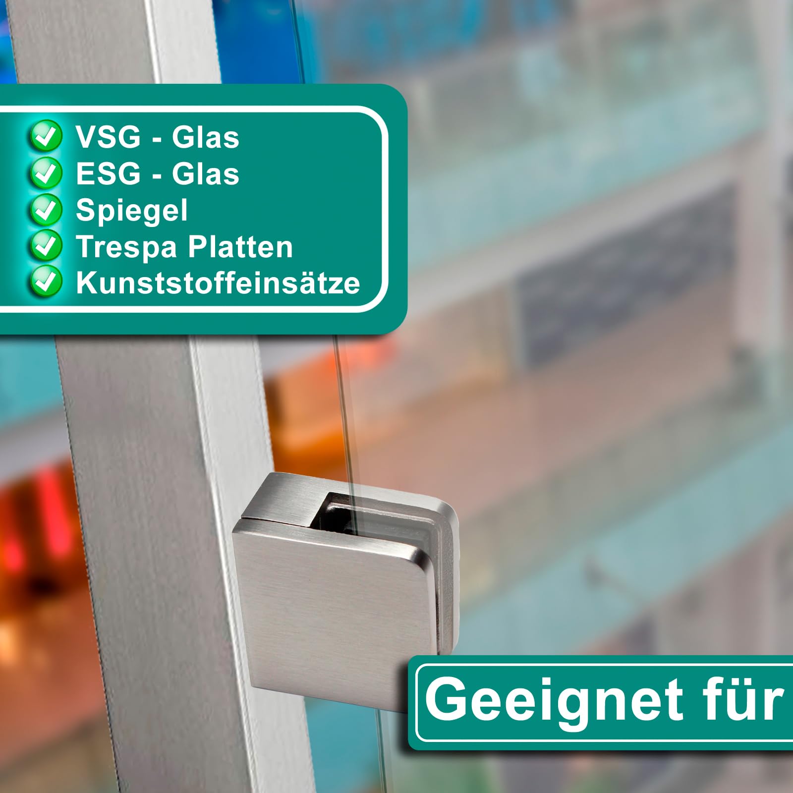 PRIOstahl Geländerbau Glashalter flach 6 mm V2A 1 Stück