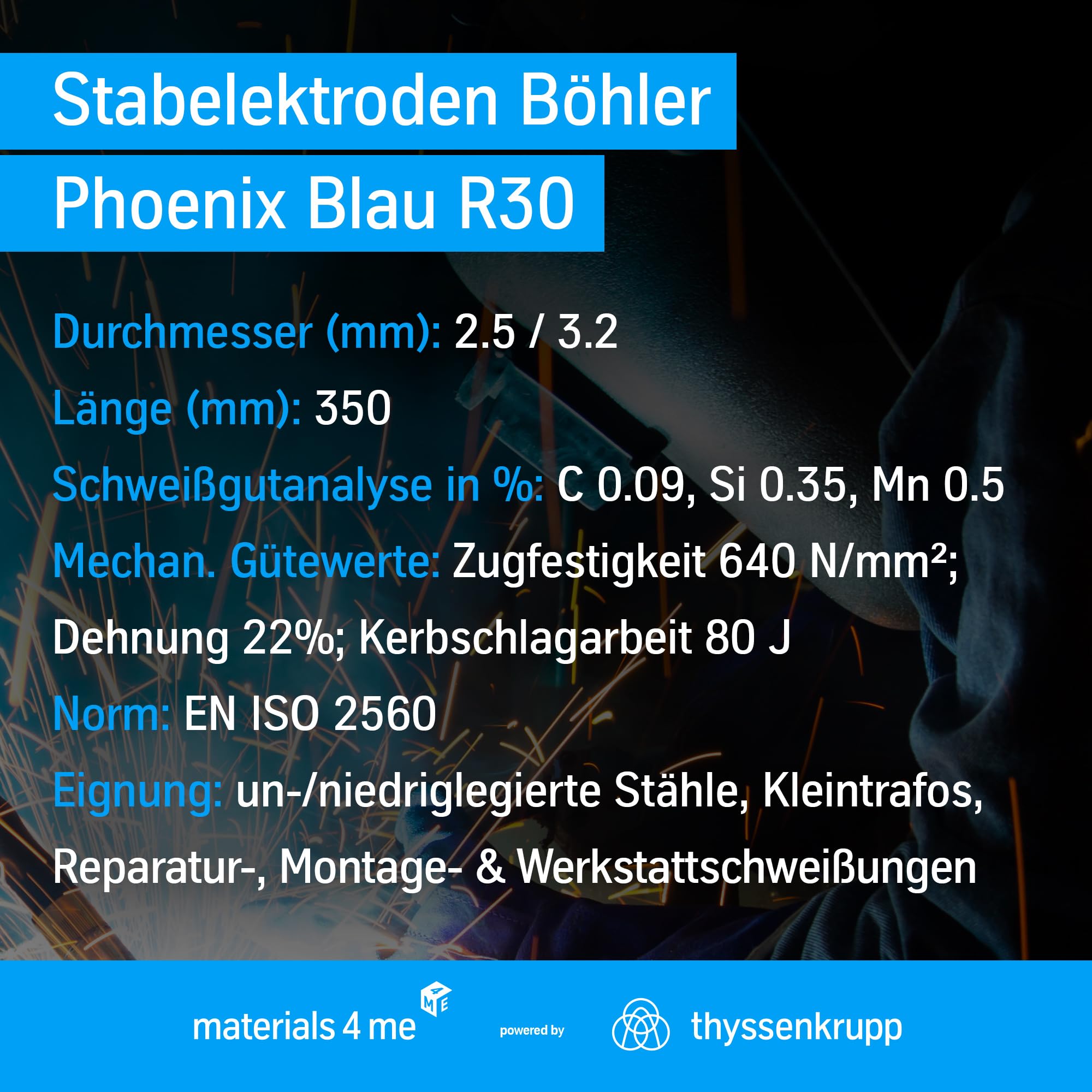 ThyssenKrupp Welding Phoenix Blau 30 Stabelektrode Rutil