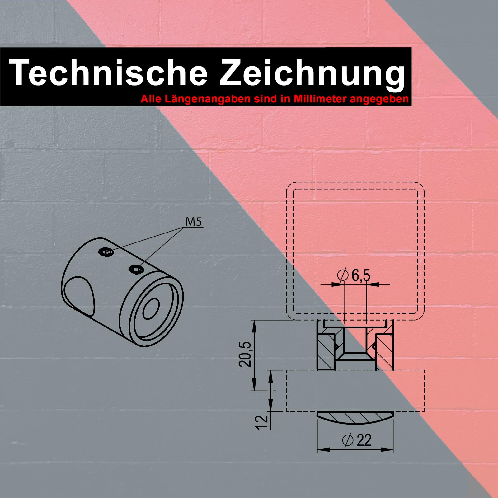 PRIOstahl Querstabhalter Ø12mm Edelstahl V2A 10 Stück Flach