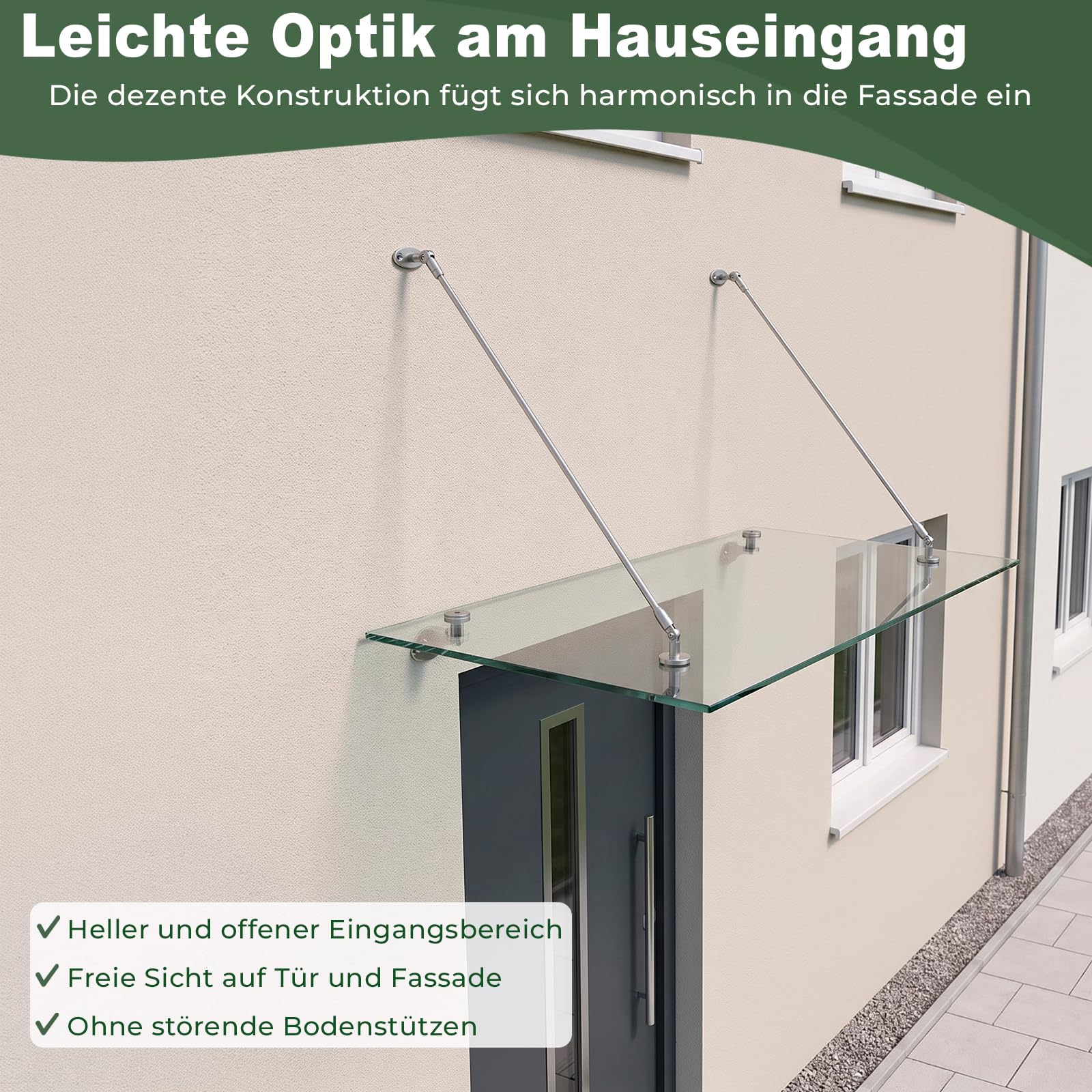 PRIOstahl Beschlagsatz Glasvordach Edelstahl V2A Komplett-Set
