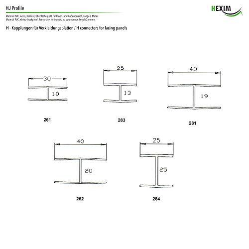 Hexim Bauen H-Profil HJ 261 Weiß PVC 10mm Aufnahme