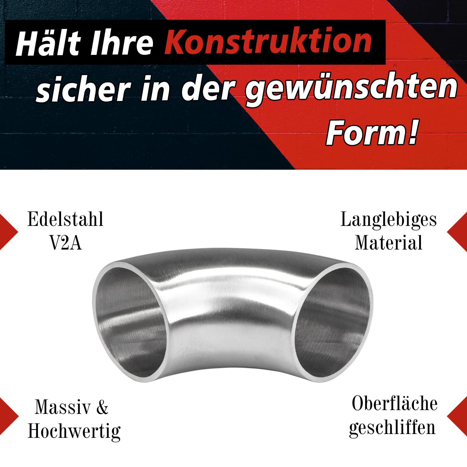 PRIOstahl Schweißbogen Rohrbogen 90° Edelstahl V2A Ø42,4 mm 4 Stück