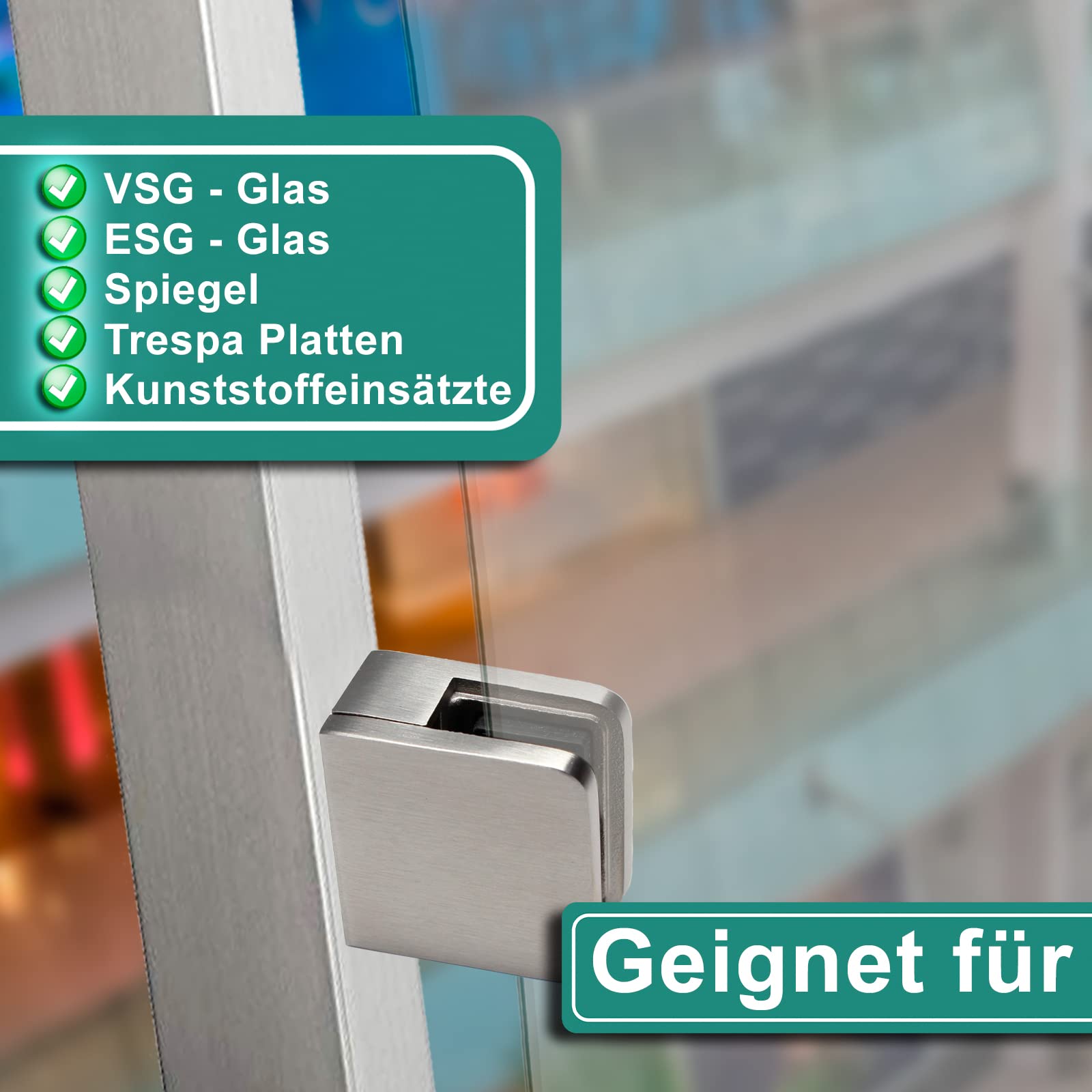 PRIOstahl Glashalter Flach 8mm Edelstahl V2A 45mm 4 Stück