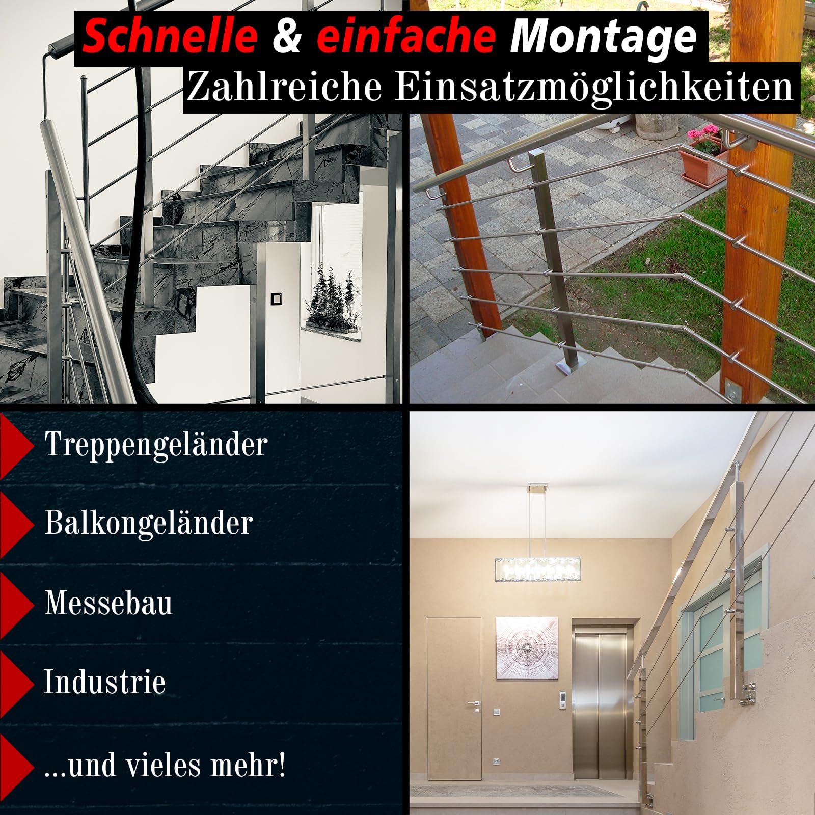 PRIOstahl Querstabhalter Ø12mm Edelstahl V2A 10 Stück Flach
