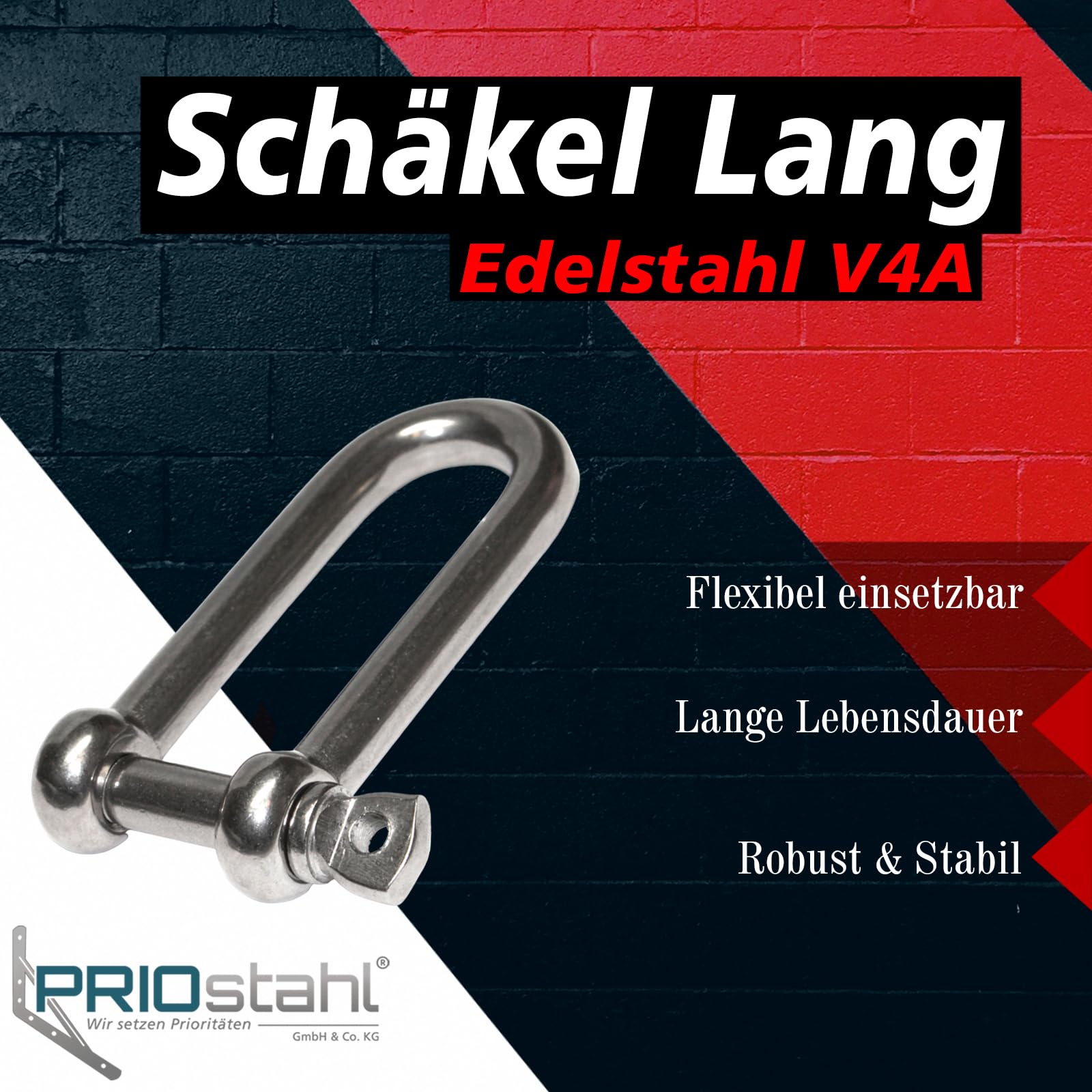 PRIOstahl Geländerbau Schäkel Lang M8 Schäkel 60mm V4A