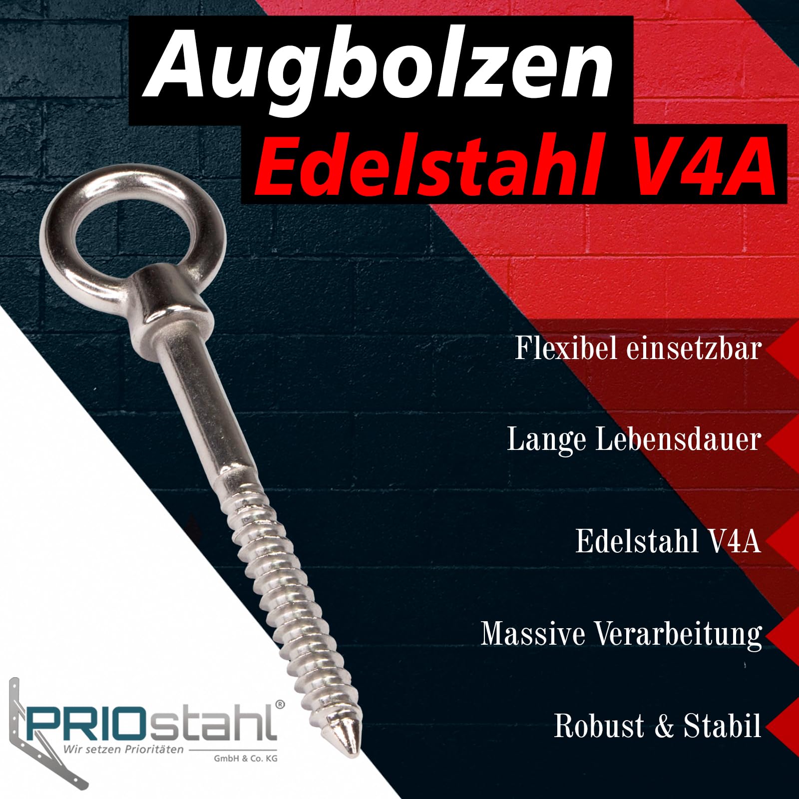 PRIOstahl Geländerbau Augbolzen 10x100 mm V4A 2 Stück