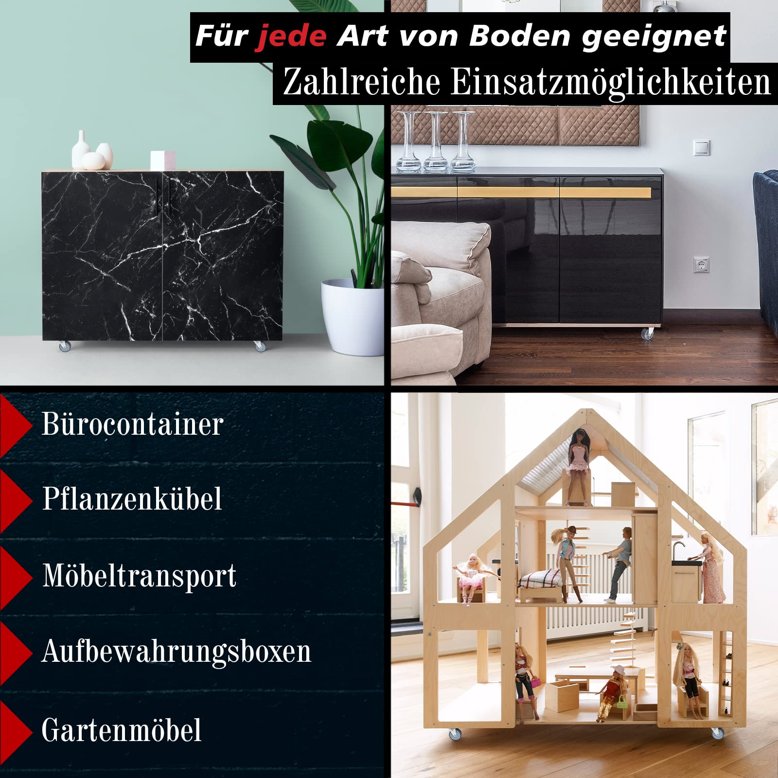 PRIOstahl Möbelrollen TPE 40 mm grau 4 Stück