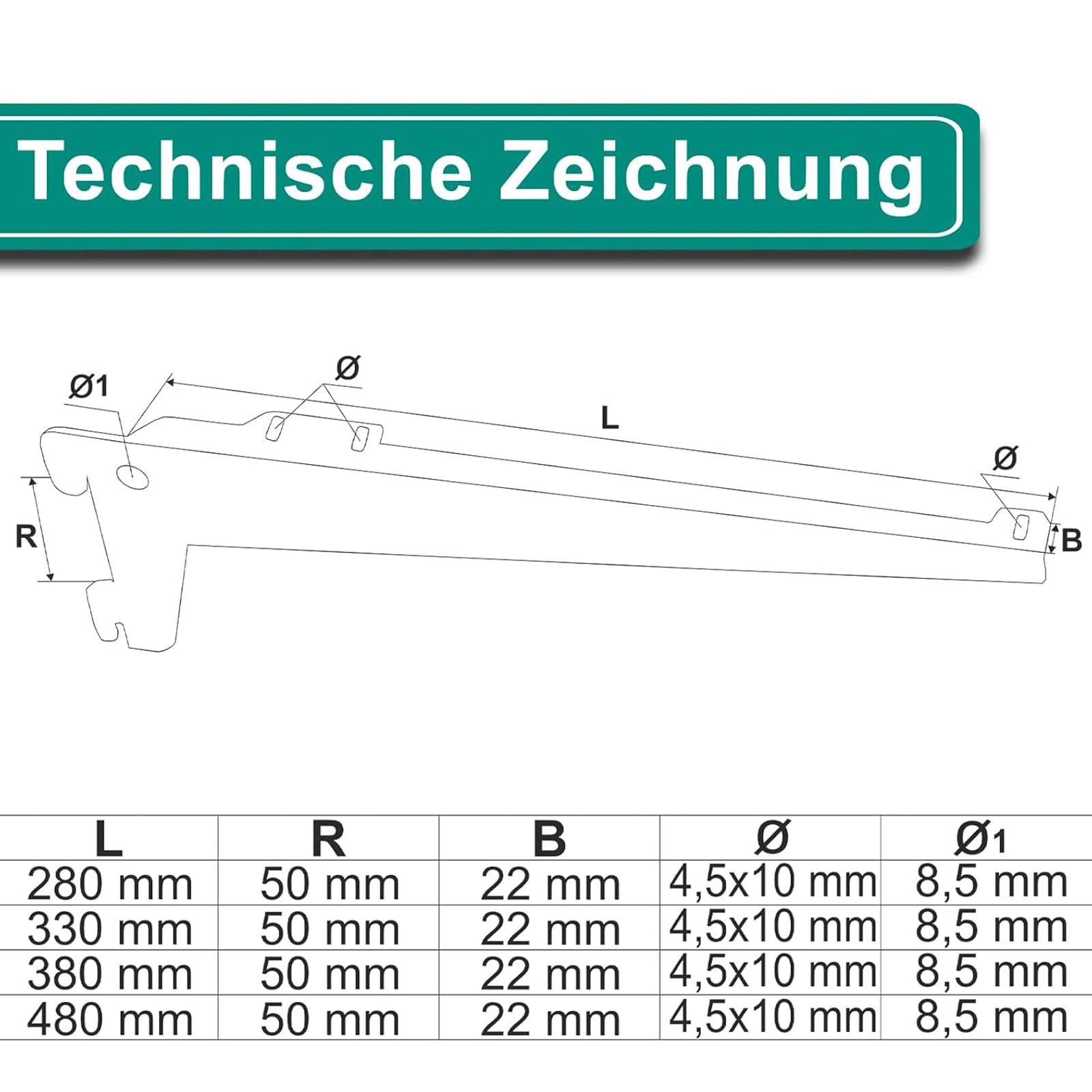 PRIOstahl Regalträger 330mm Weiß 20 Stück 55kg