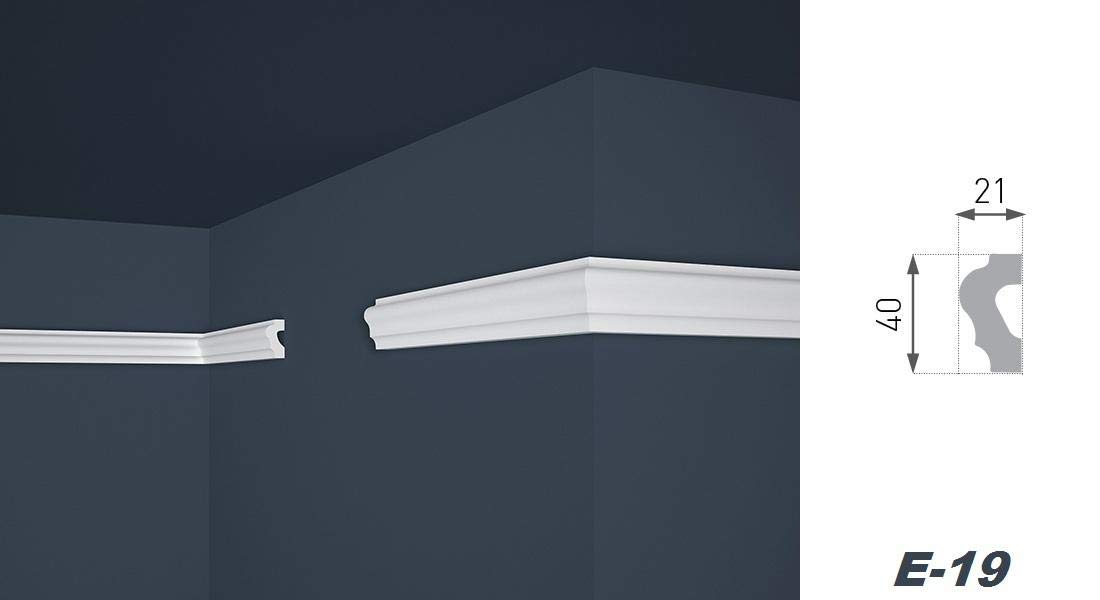 Hexim Stuckleisten E-19 Deckenleisten XPS 21x40mm 20m weiß