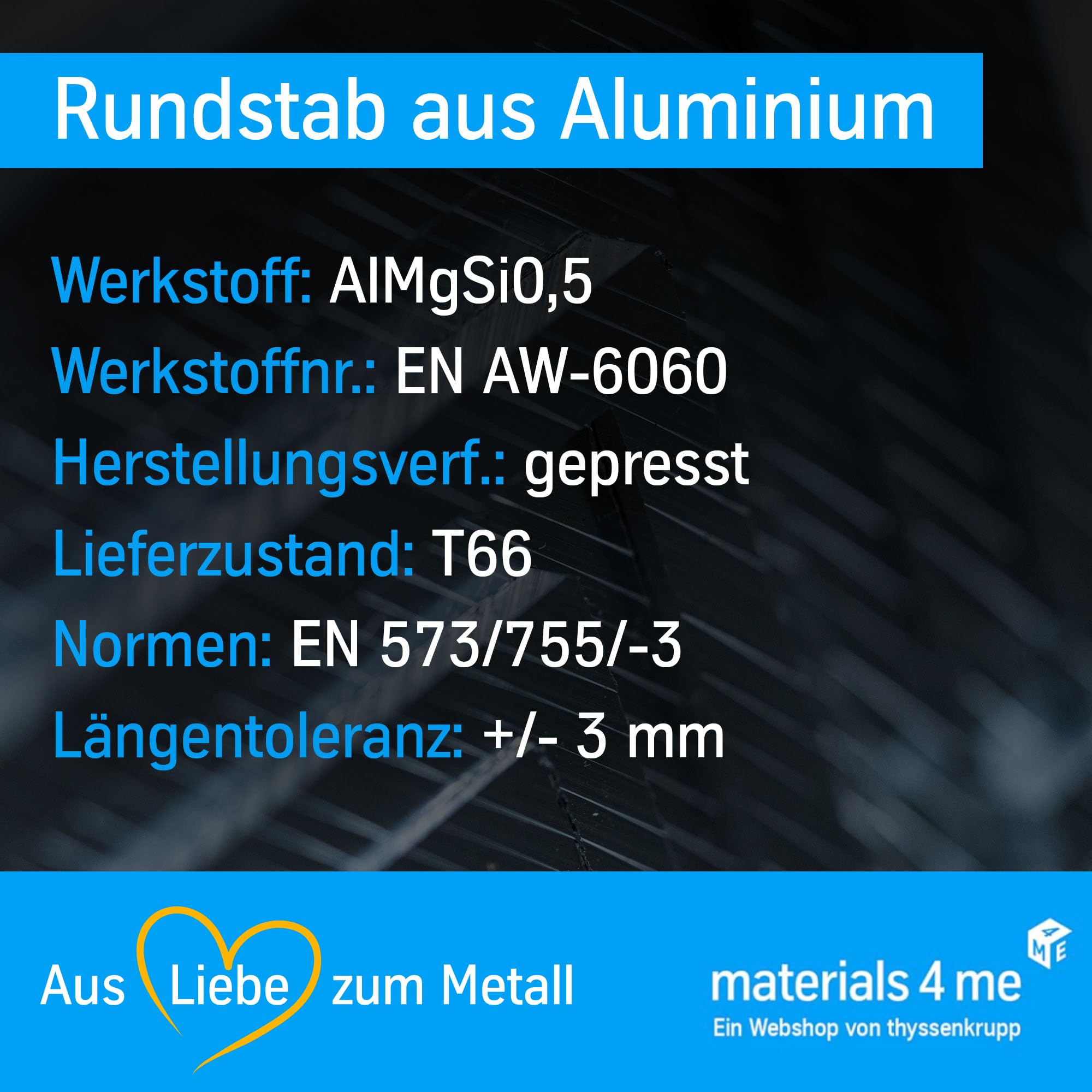 thyssenkrupp Aluminum Rundstab EN AW-6060 Ø 8 mm 1000 mm