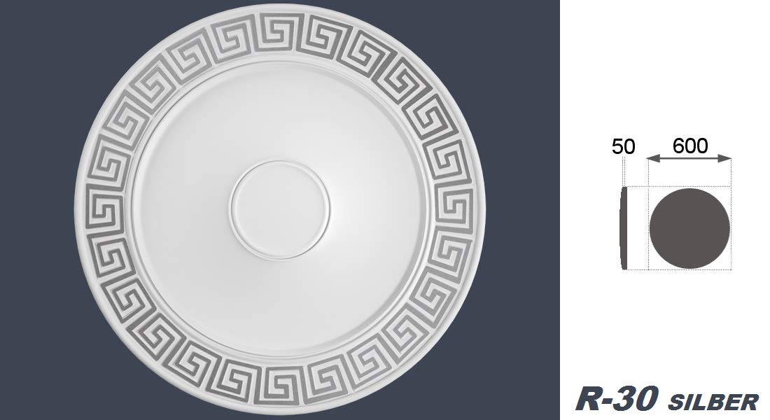 Hexim R-30 Stuckrosette Ø 60 cm silber EPS