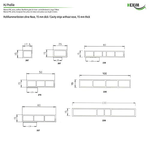 Hexim Bauen HJ 238 Deckleiste PVC 130x15 mm 2 m weiß