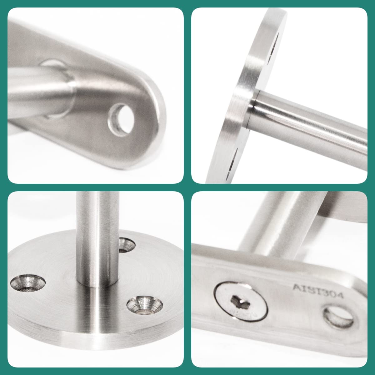 PRIOstahl Handlaufhalter flach V2A Wand 4 Stück