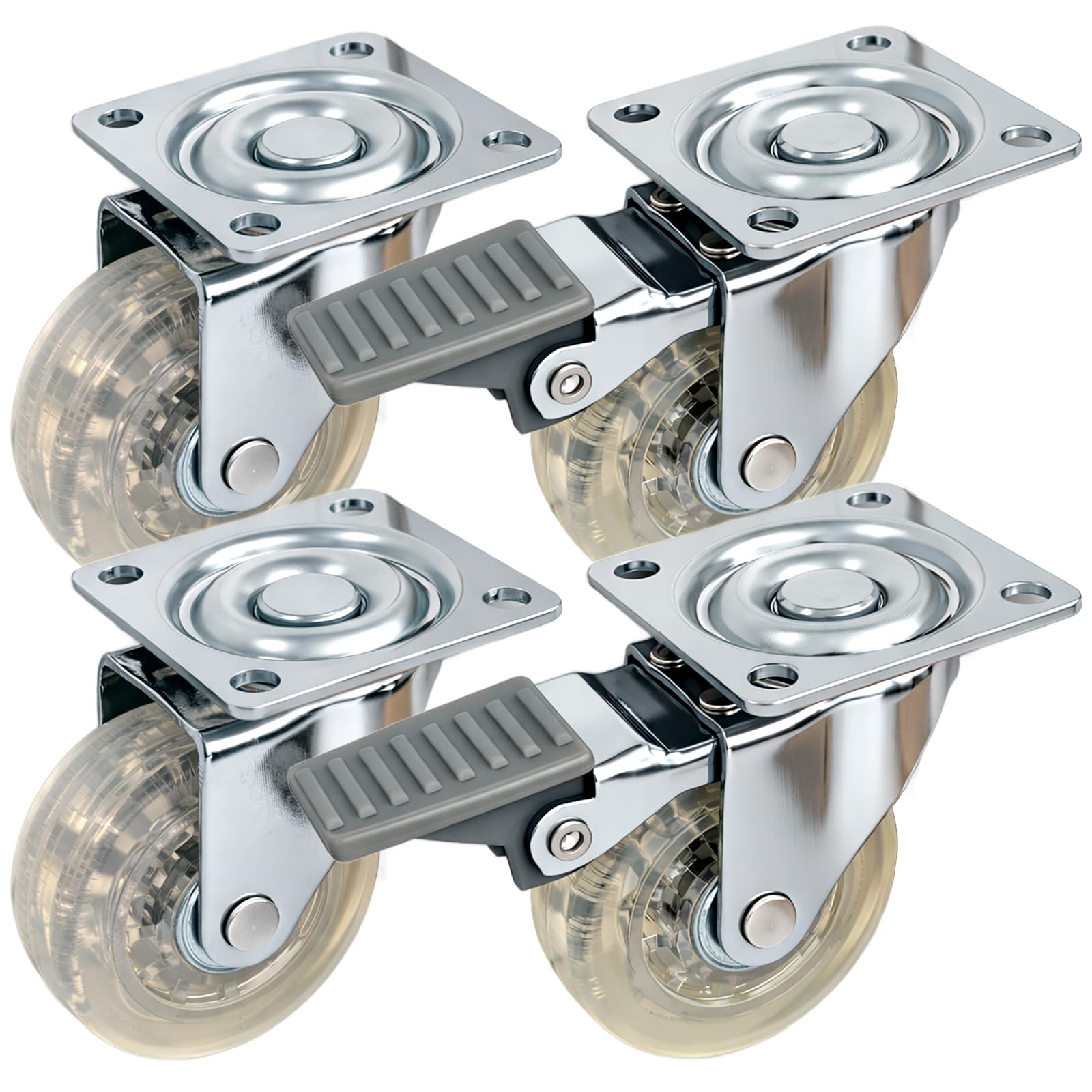 PRIOstahl Transportrollen Transparent 50mm 4er Set Bremse