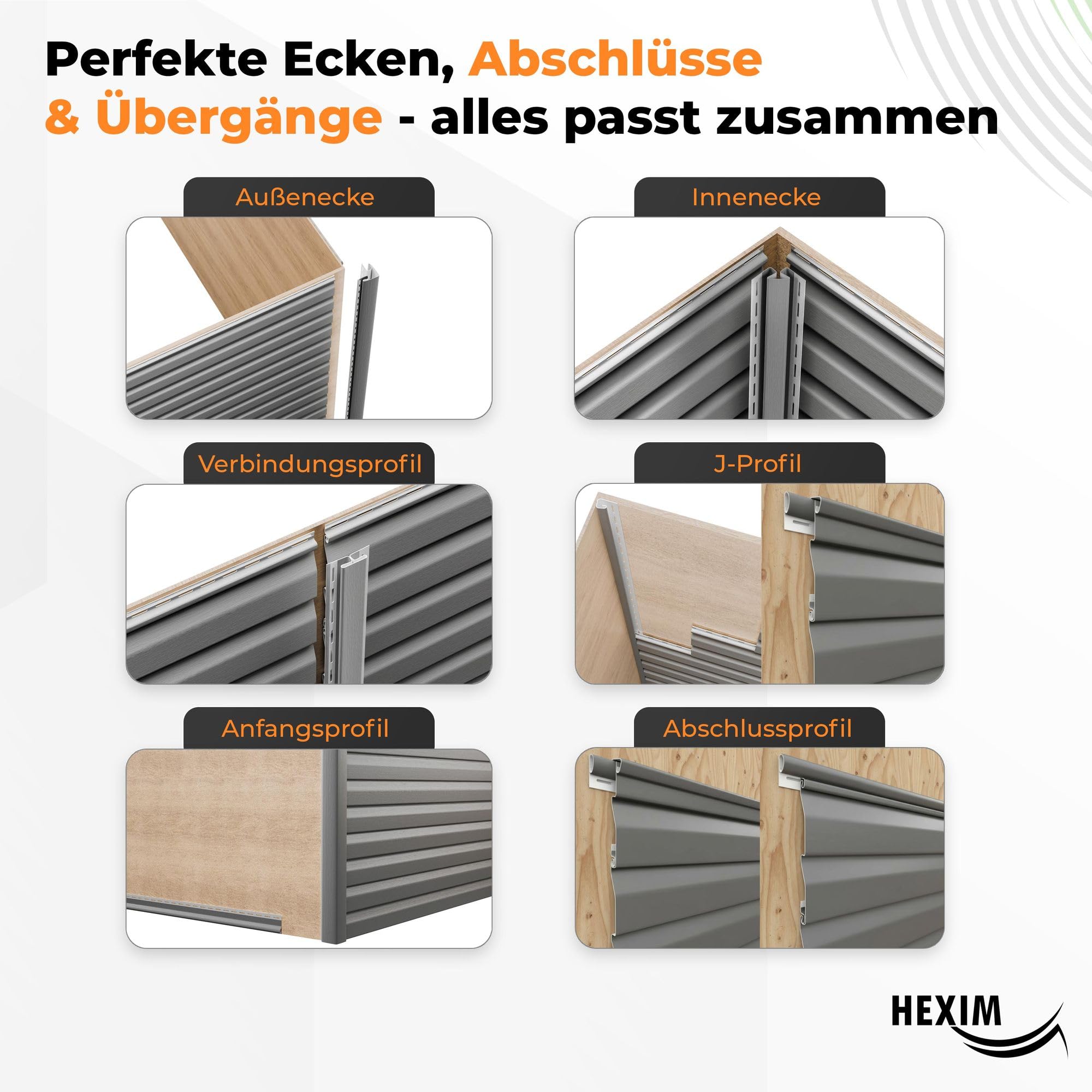 Hexim Siding Fassadenpaneel grau PVC-U 201 cm 1 Paneel 0,48 m²