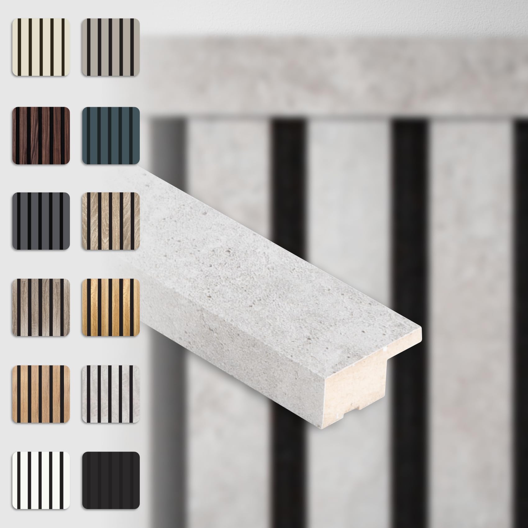 Hexim Akustikpaneele Abschlussleiste Chicago Concrete 137,5cm MDF