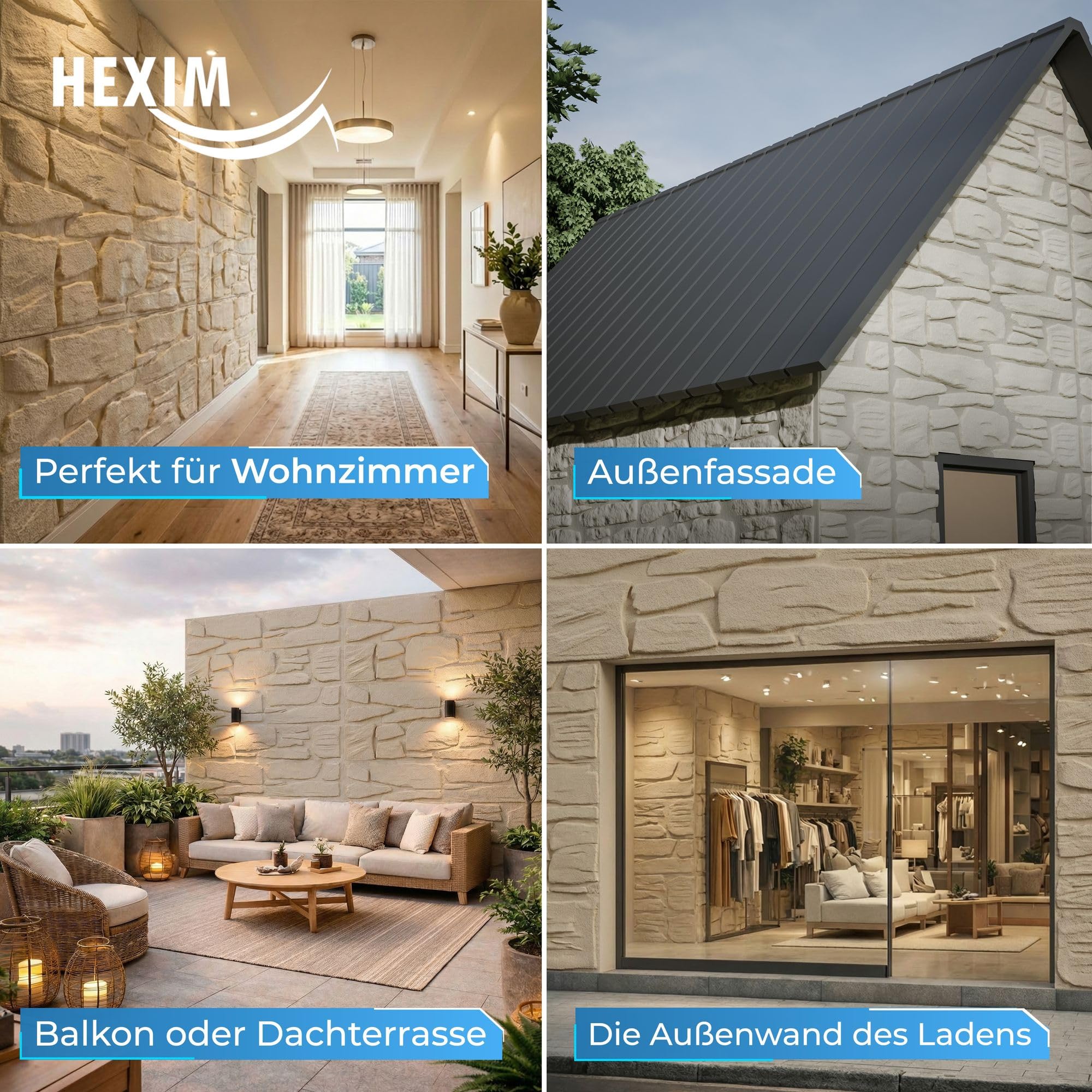 Hexim FP110 Fassadenpaneele Steinoptik Weiß 0,61m²