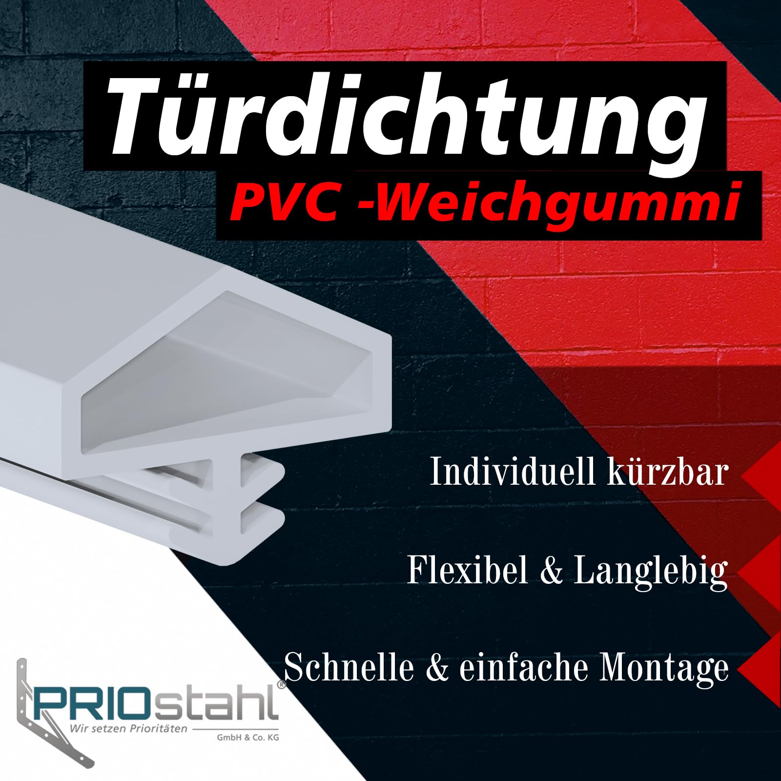 PRIOstahl Türdichtung Weiß 25 m PVC Falzbreite 12 mm Holztür