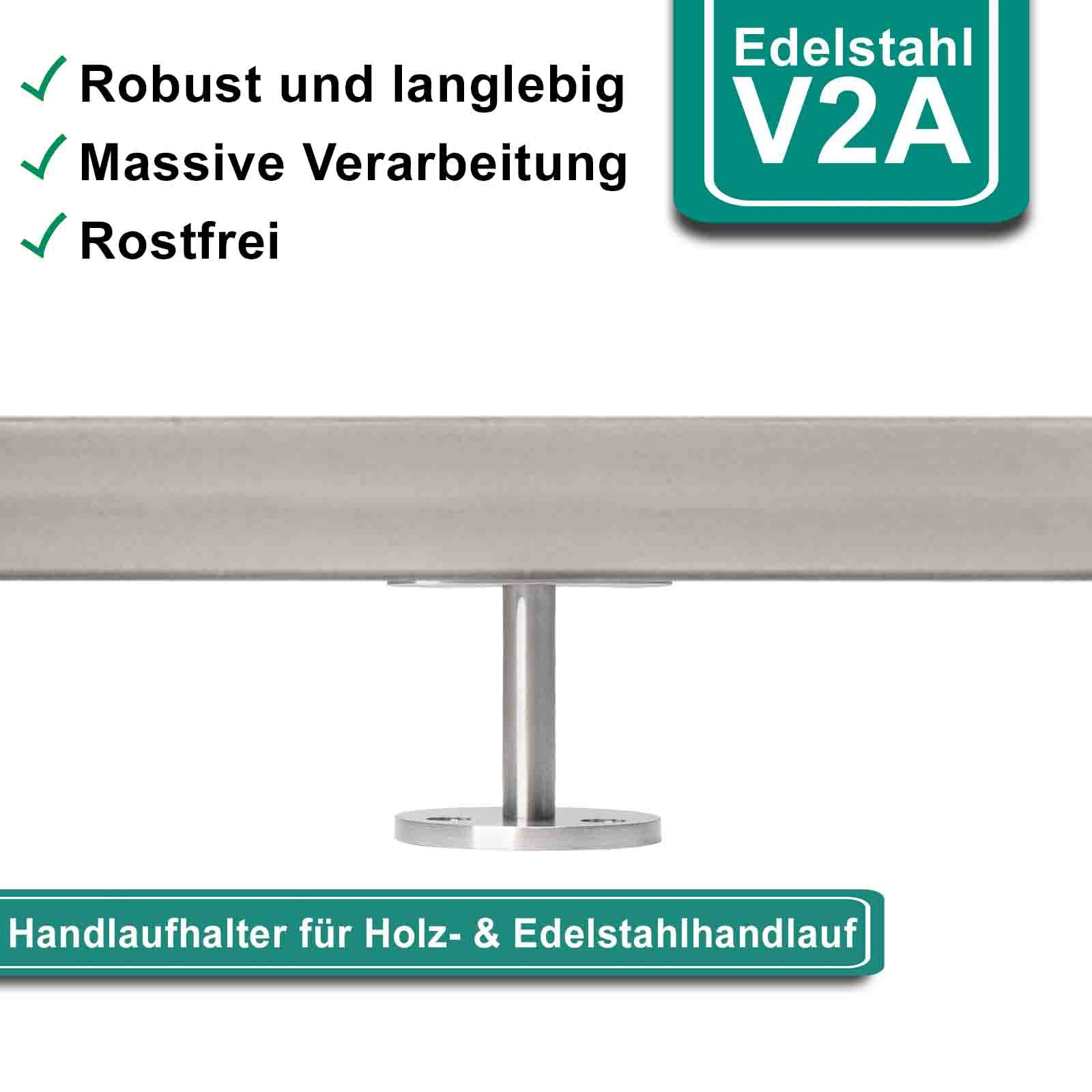 PRIOstahl Handlaufhalter flach V2A Wand 4 Stück