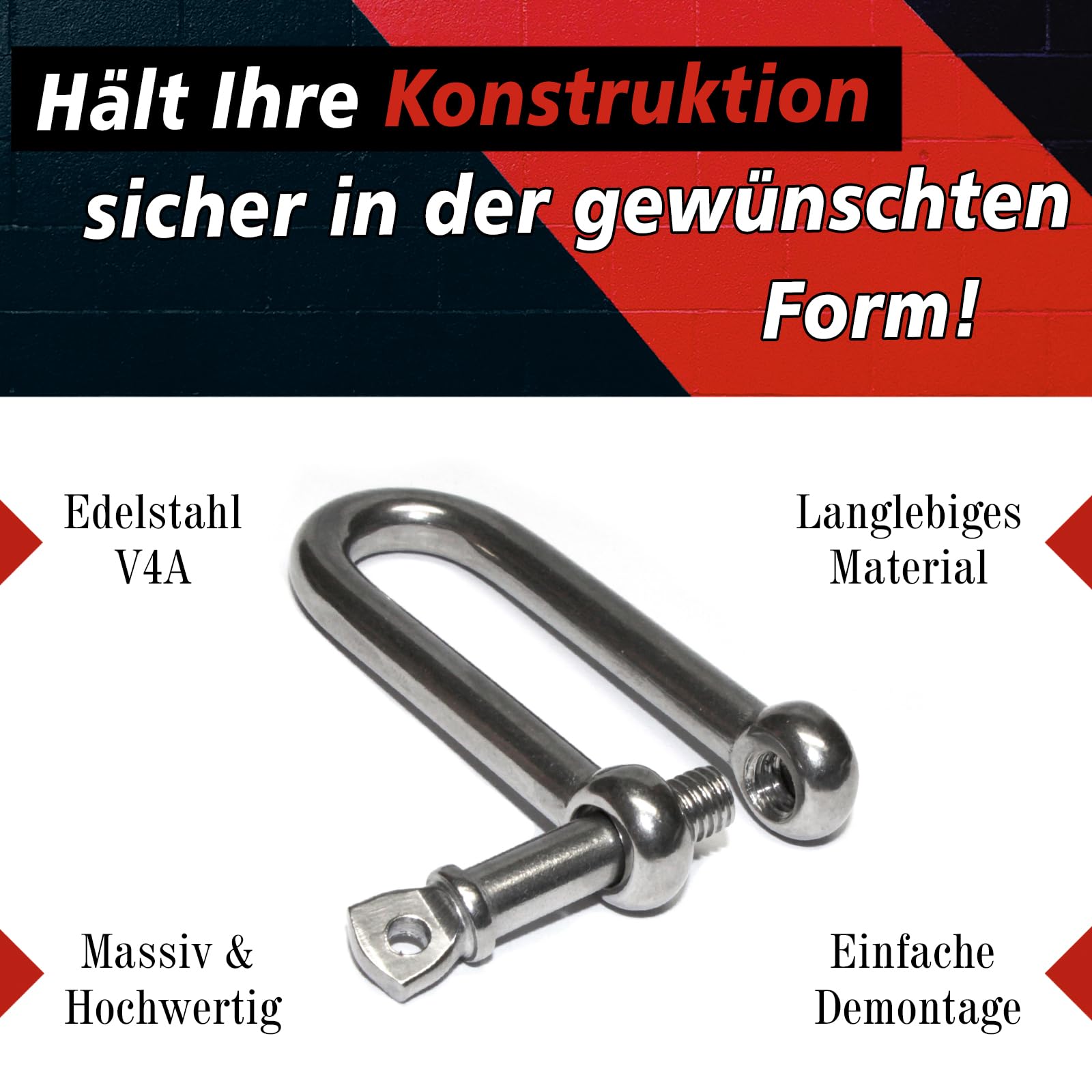 PRIOstahl Geländerbau Schäkel Lang M8 Schäkel 60mm V4A