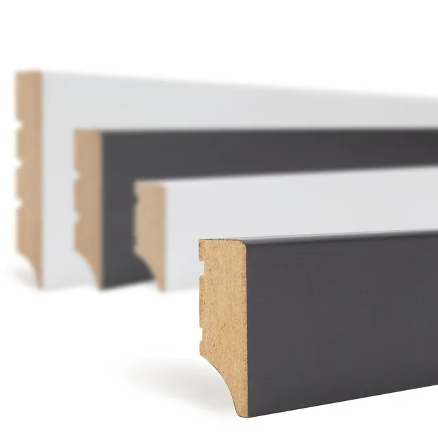 Hexim Sockelleisten schwarz 2000x35x12 5 Stück MDF