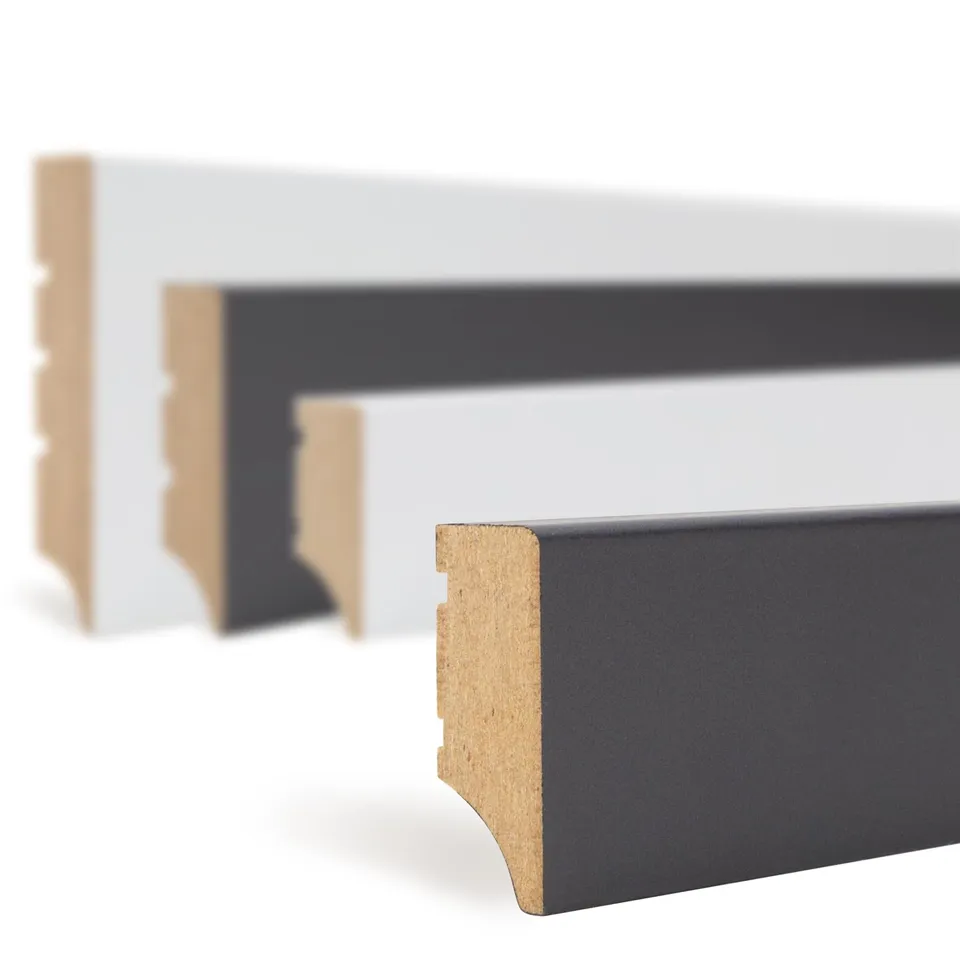 Hexim Sockelleisten schwarz 2000x35x12 5 Stück MDF