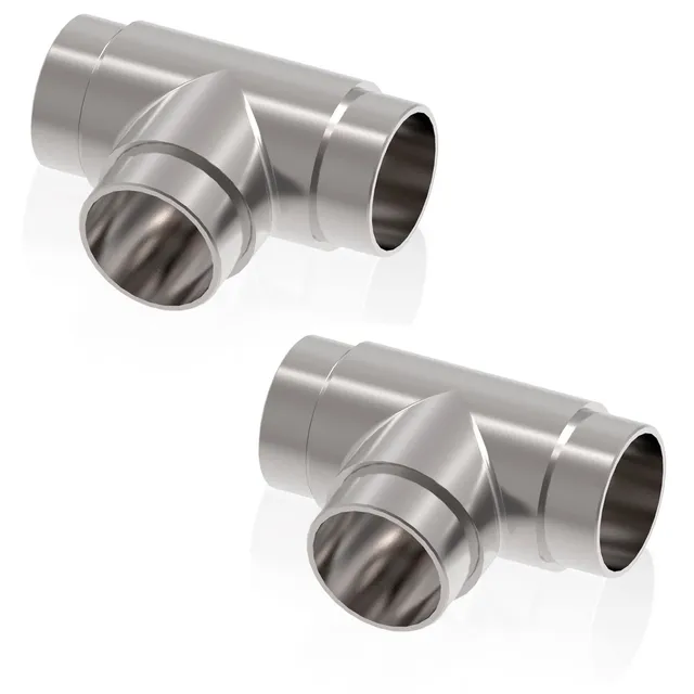 PRIOstahl T-Verbinder Ø42,4 mm Edelstahl V2A 2 Stück Handlauf