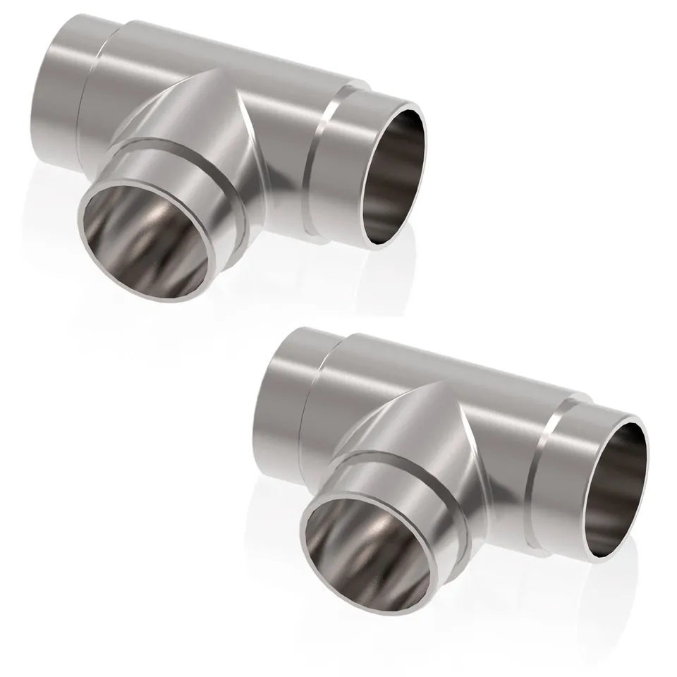 PRIOstahl T-Verbinder Ø42,4 mm Edelstahl V2A 2 Stück Handlauf
