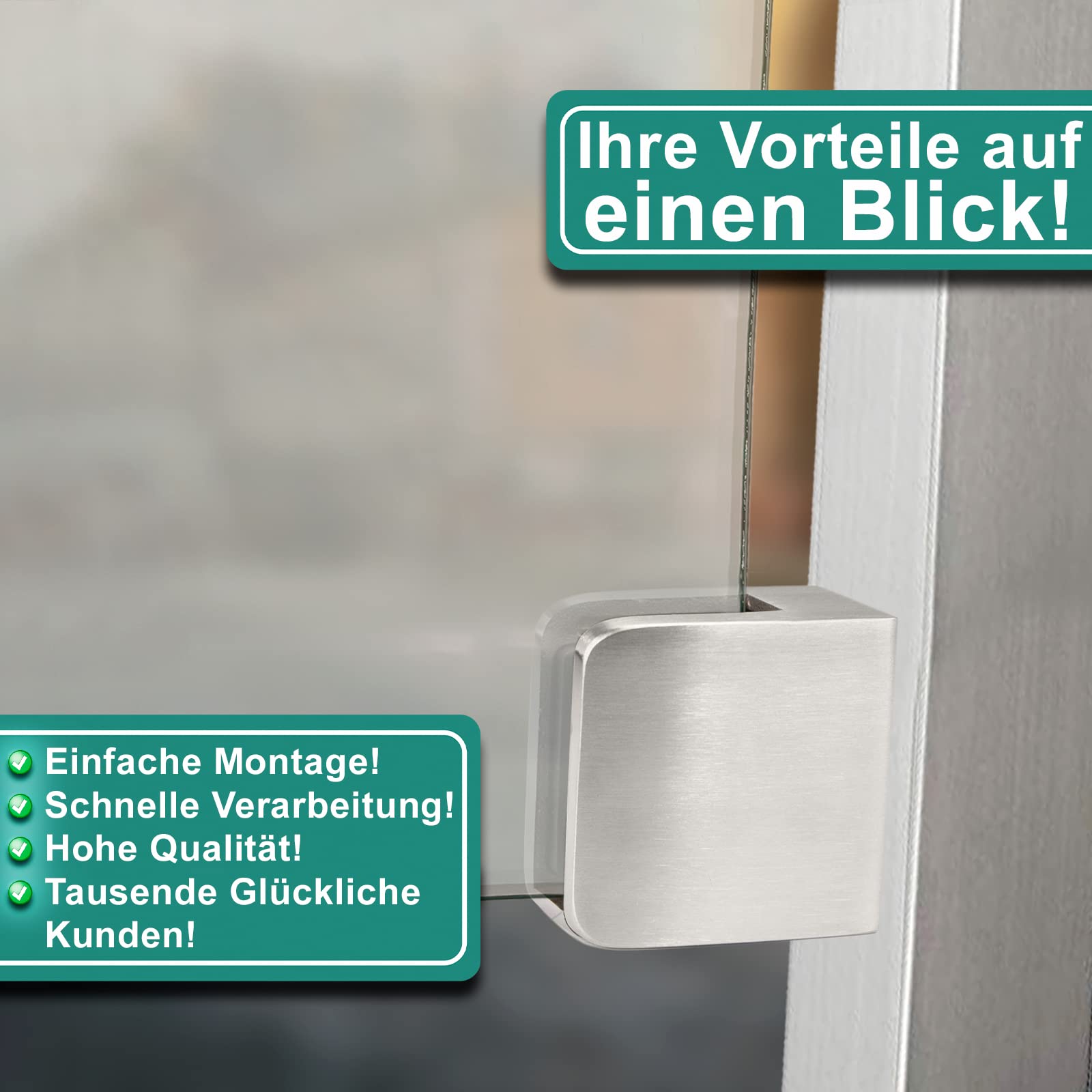 PRIOstahl Glashalter 45x45x28 Glasklemmen 12 mm 4 Stück V2A
