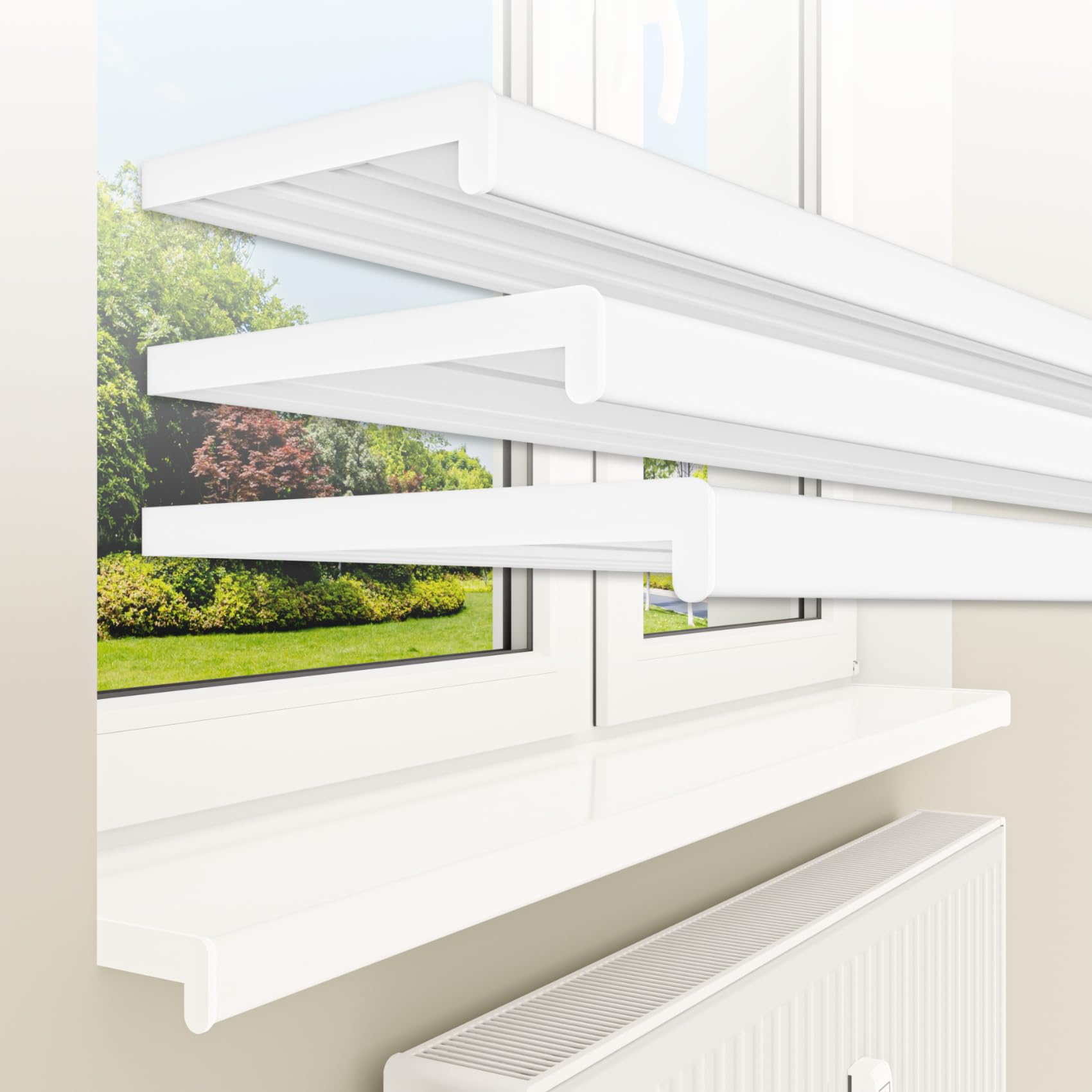 Hexim Fensterbank PVC 140x20 cm weiß glanz innen mit Endkappen