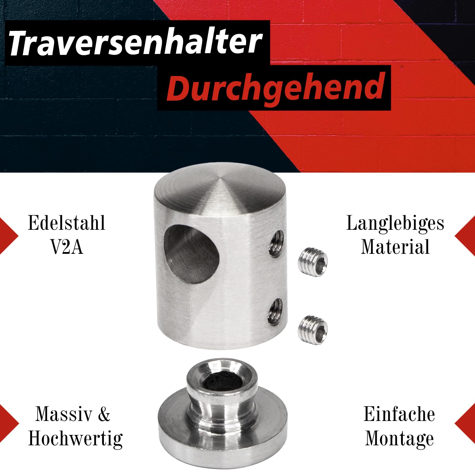 PRIOstahl Querstabhalter Ø12mm Edelstahl V2A 10 Stück Flach