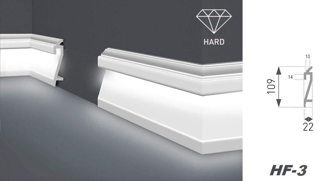 Hexim LED Sockelleiste HF-3 Weiß 10 Meter 109x22mm