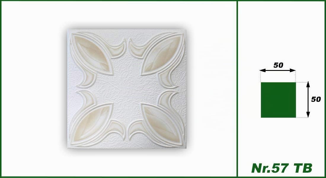 Hexim Deckenplatten 50x50cm Nr.57.TB Weiß-Beige 2 qm XPS