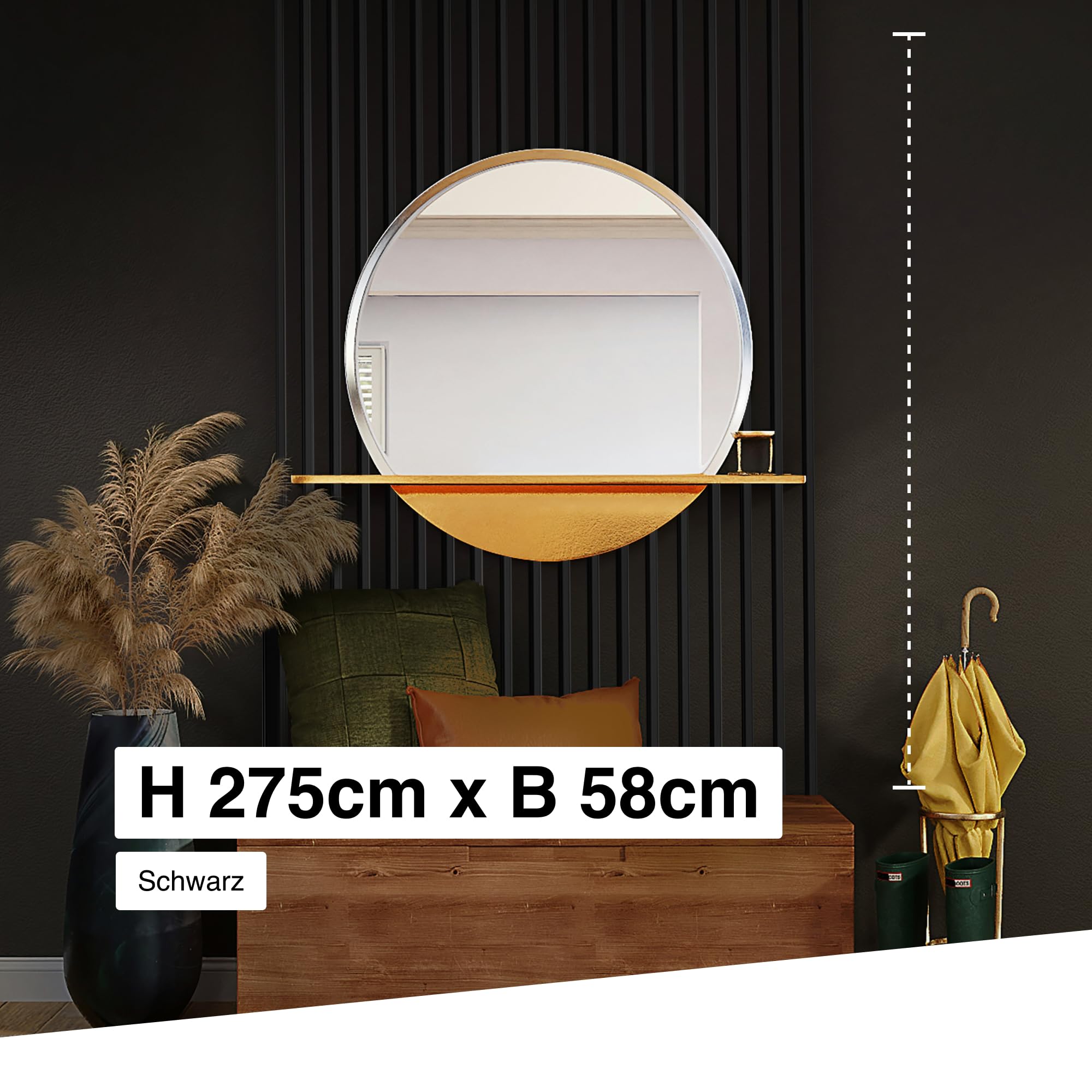 Hexim Raumteiler Lamellenwand 275x58 MDF Schwarz