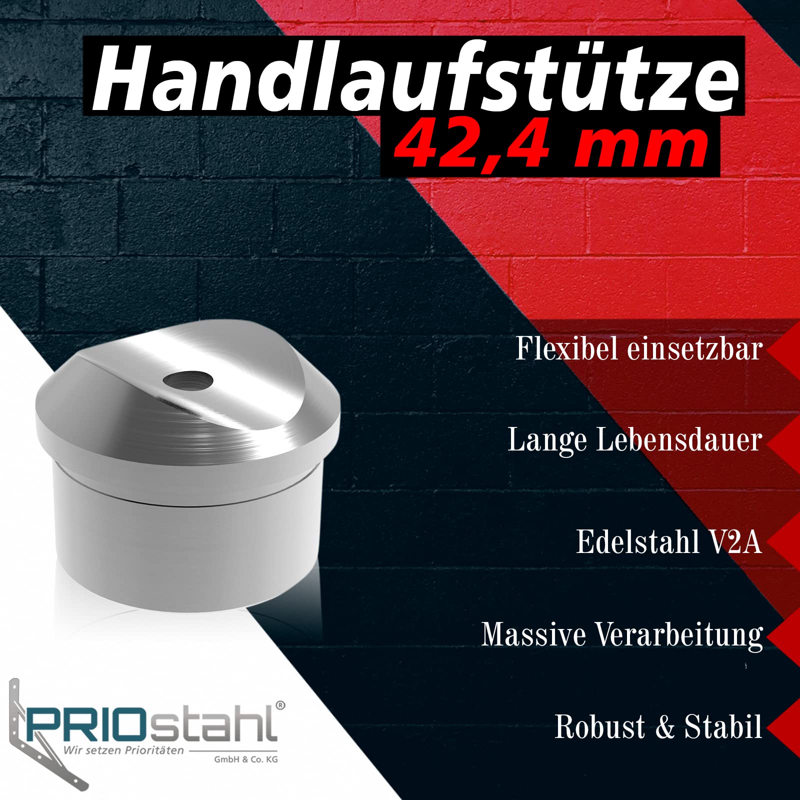 PRIOstahl Geländerbau Rohradapter rund 42,4 mm Edelstahl 1 Stück