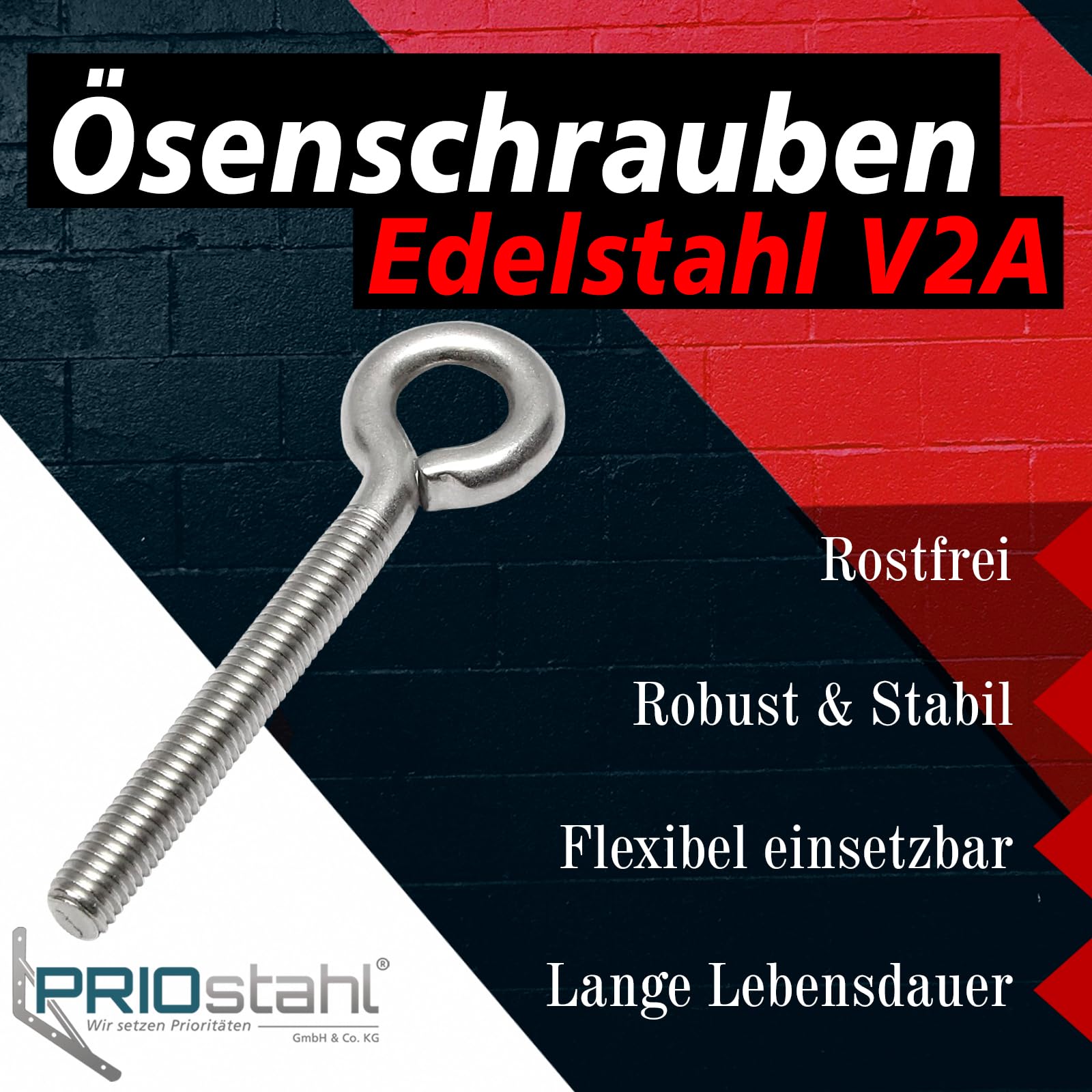 PRIOstahl Befestigungsmaterial Ösenschraube M6x50 10 Stück V2A