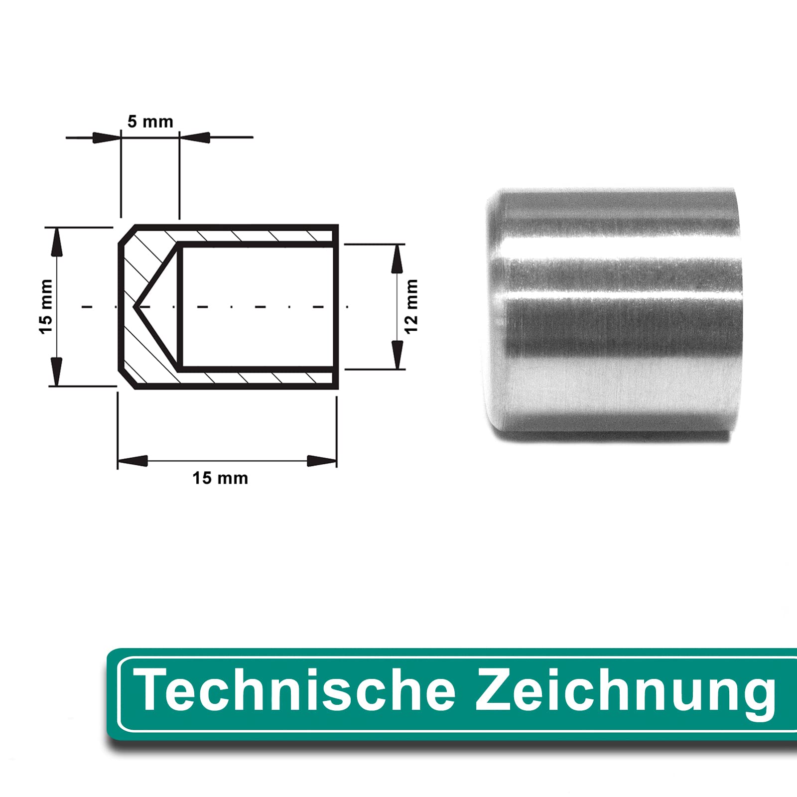 PRIOstahl Geländerbau Endkappe 12mm Edelstahl V2A 10 Stück