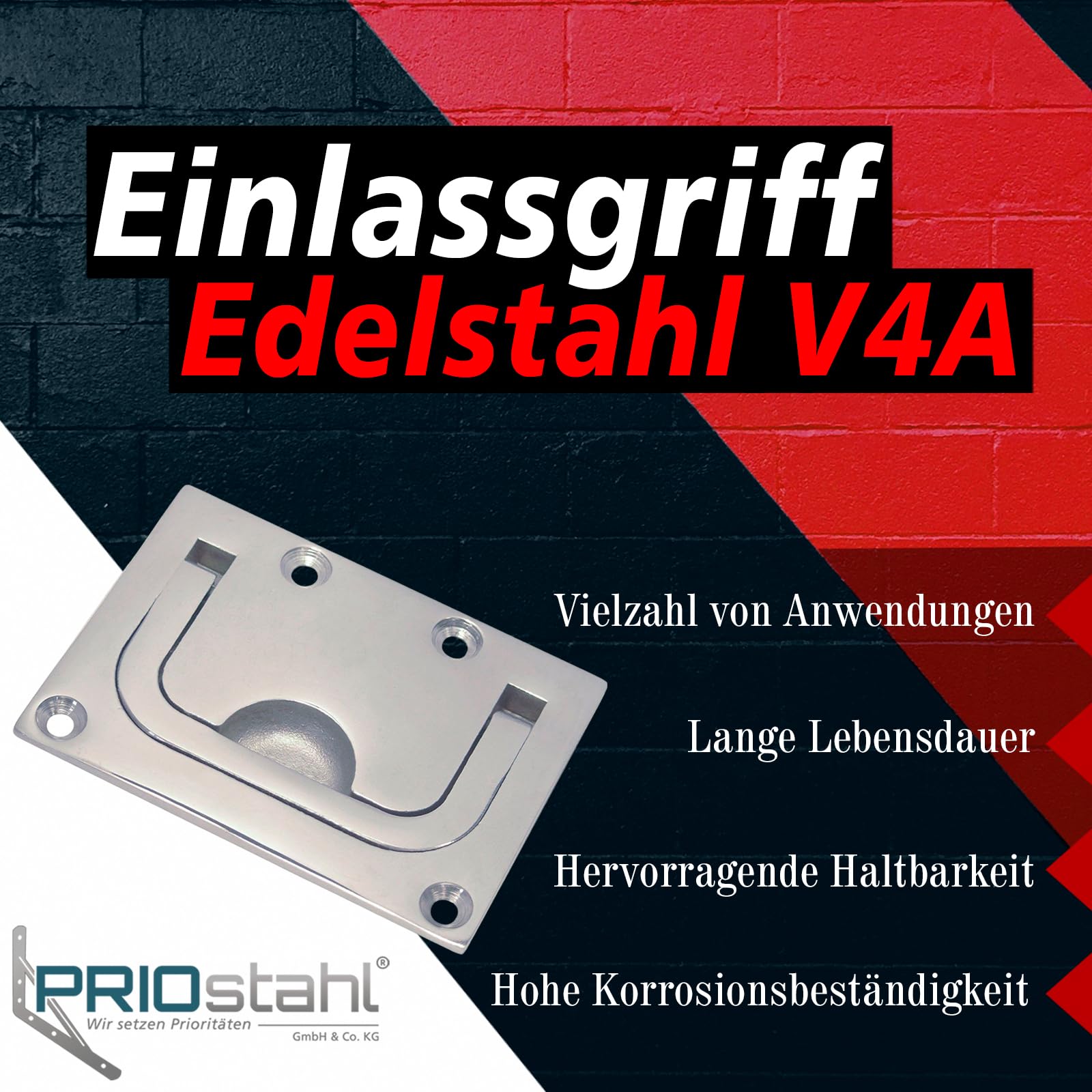 PRIOstahl Einlassgriff Bodenheber V4A 75x56 mm