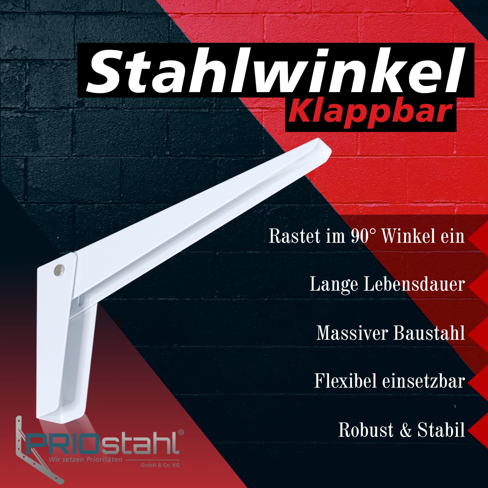 PRIOstahl Klappkonsole 280x135mm Regalträger weiß 2 Stück