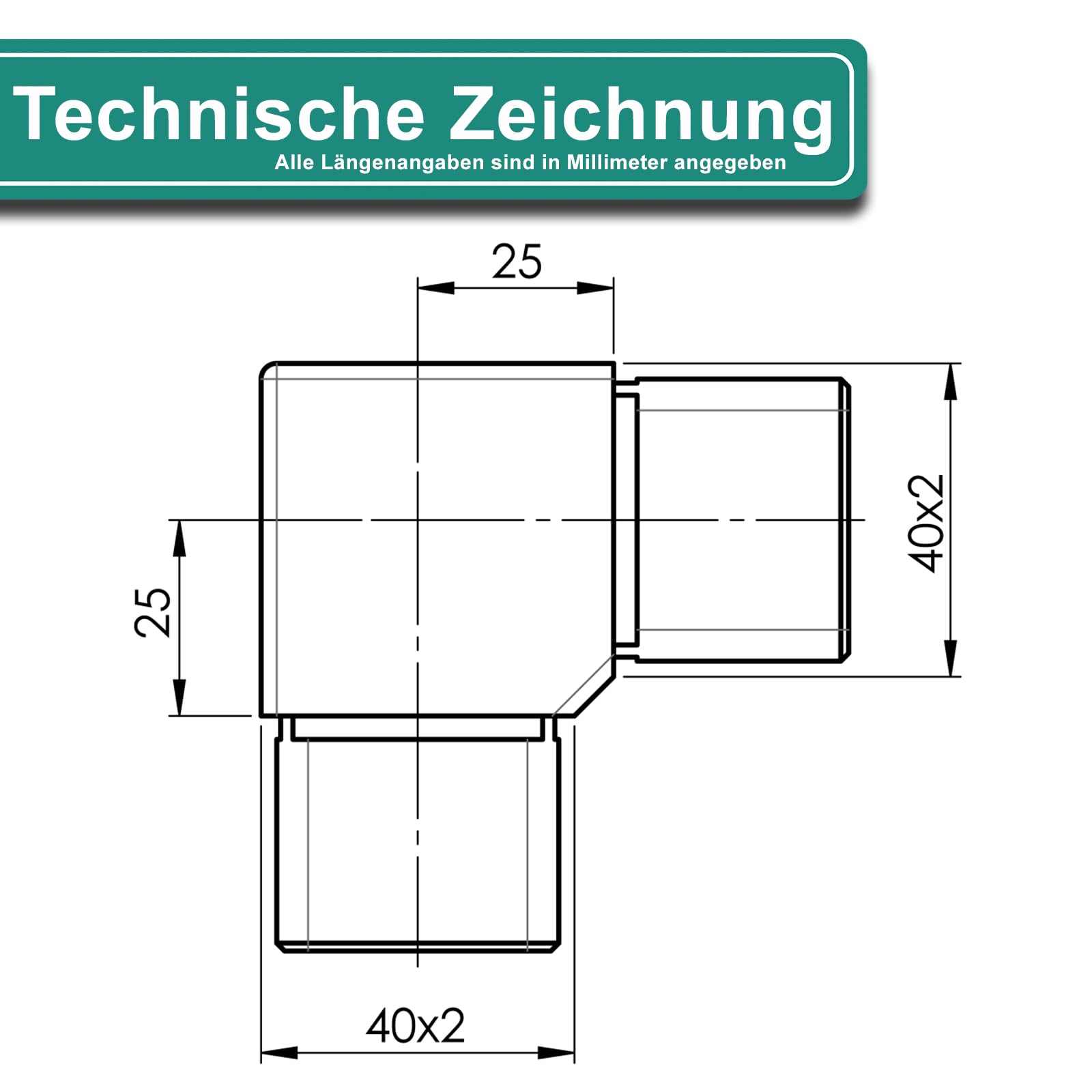PRIOstahl Eckverbinder 90° Rohrverbinder 40x40 V2A