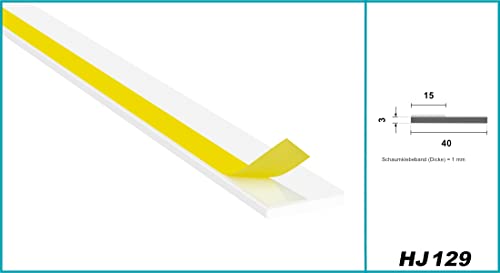 Hexim Flachleiste HJ 129 PVC 40x3 mm 2 m weiß mit Klebeband