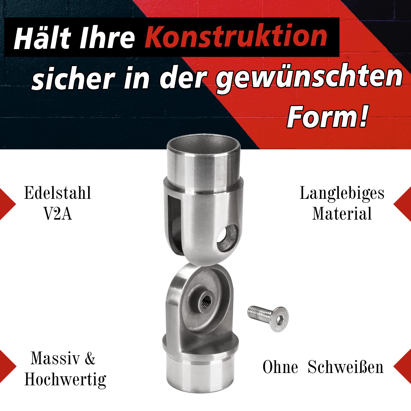 PRIOstahl Gelenkverbinder Rohrverbinder 42,4 mm Edelstahl