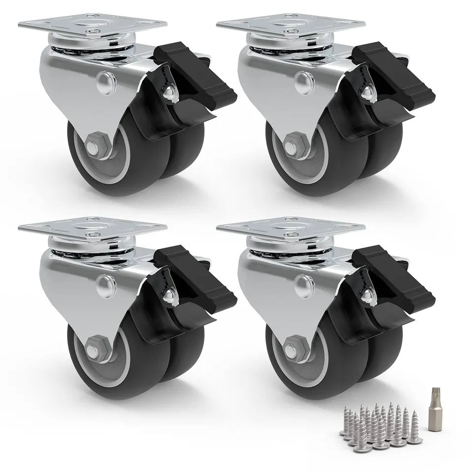 PRIOstahl Möbelrollen 50mm Schwerlastrollen 4er Set mit Bremse