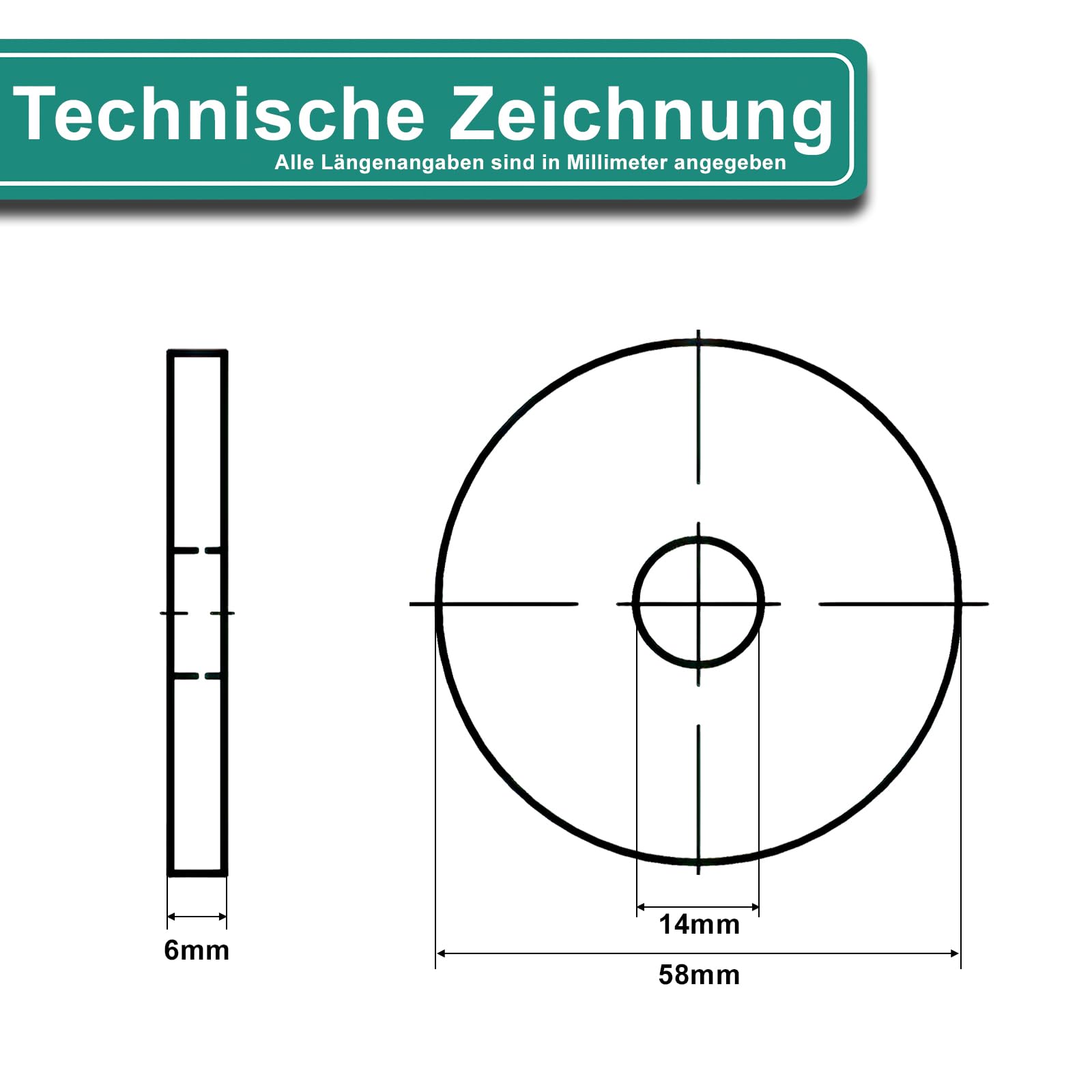 PRIOstahl Beilagscheibe 58x6mm M12 V2A 4 Stück