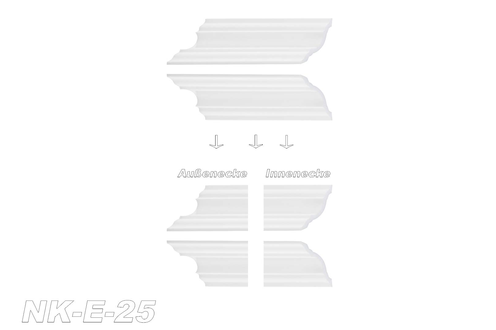 Hexim Stuckleisten E-25-NK 65x65mm 20m + Ecken XPS weiß