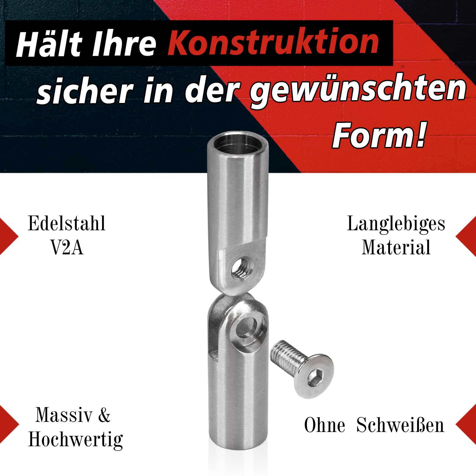 PRIOstahl Geländerbau Gelenkverbinder 12mm V2A 4 Stück