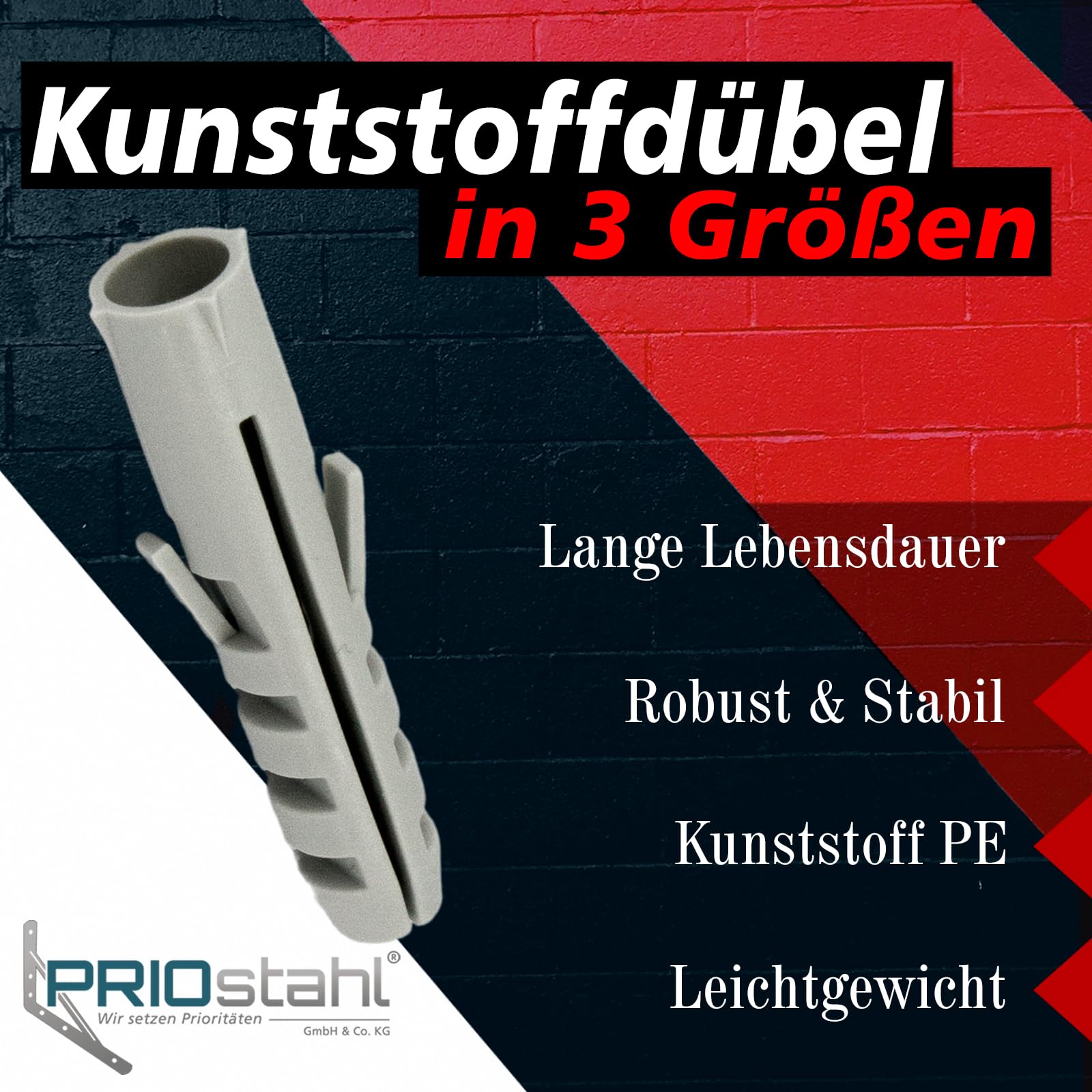 PRIOstahl Spreizdübel 10x50mm Allzweckdübel 20 Stück Grau