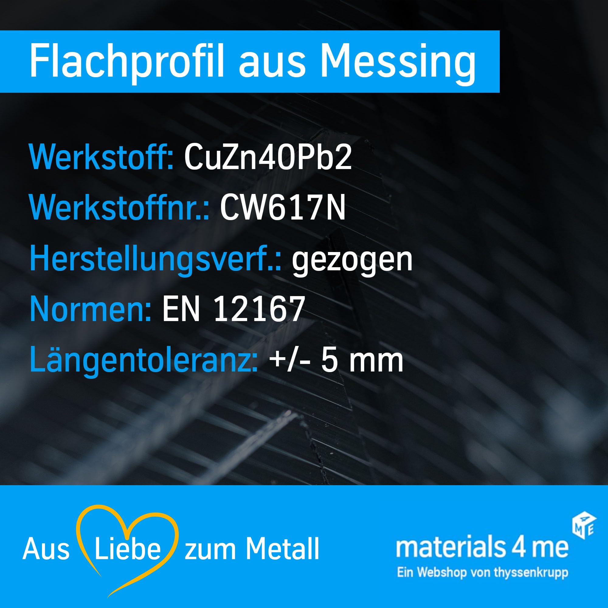 thyssenkrupp Messing Flachprofil CW617N 10x3 mm 1500 mm Flachstab